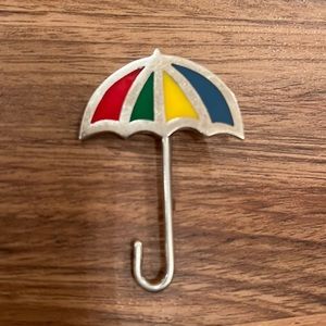 Vintage sterling silver and enamel umbrella pin/brooch